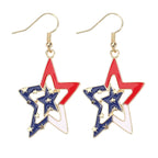 American Flag Dangle Earrings for Festive Style in Lightweight Alloy