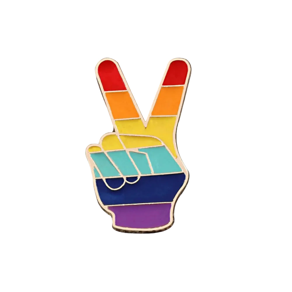 Rainbow Enamel Pin – Personal Style with Heart & Hand Designs