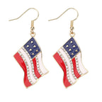 American Flag Dangle Earrings for Festive Style in Lightweight Alloy
