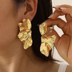 Flower Dangle Earrings – Vintage Double-Layer Stainless Steel