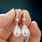 925 Sterling Silver Pearl Earrings – Elegant Drop Design for Women