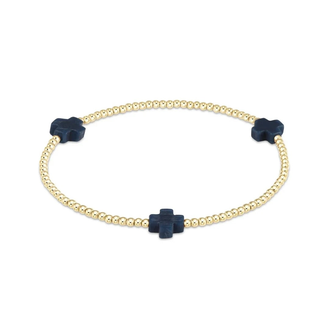 Patriotic Cross Bracelet – Independence Day Style with Gold Beads