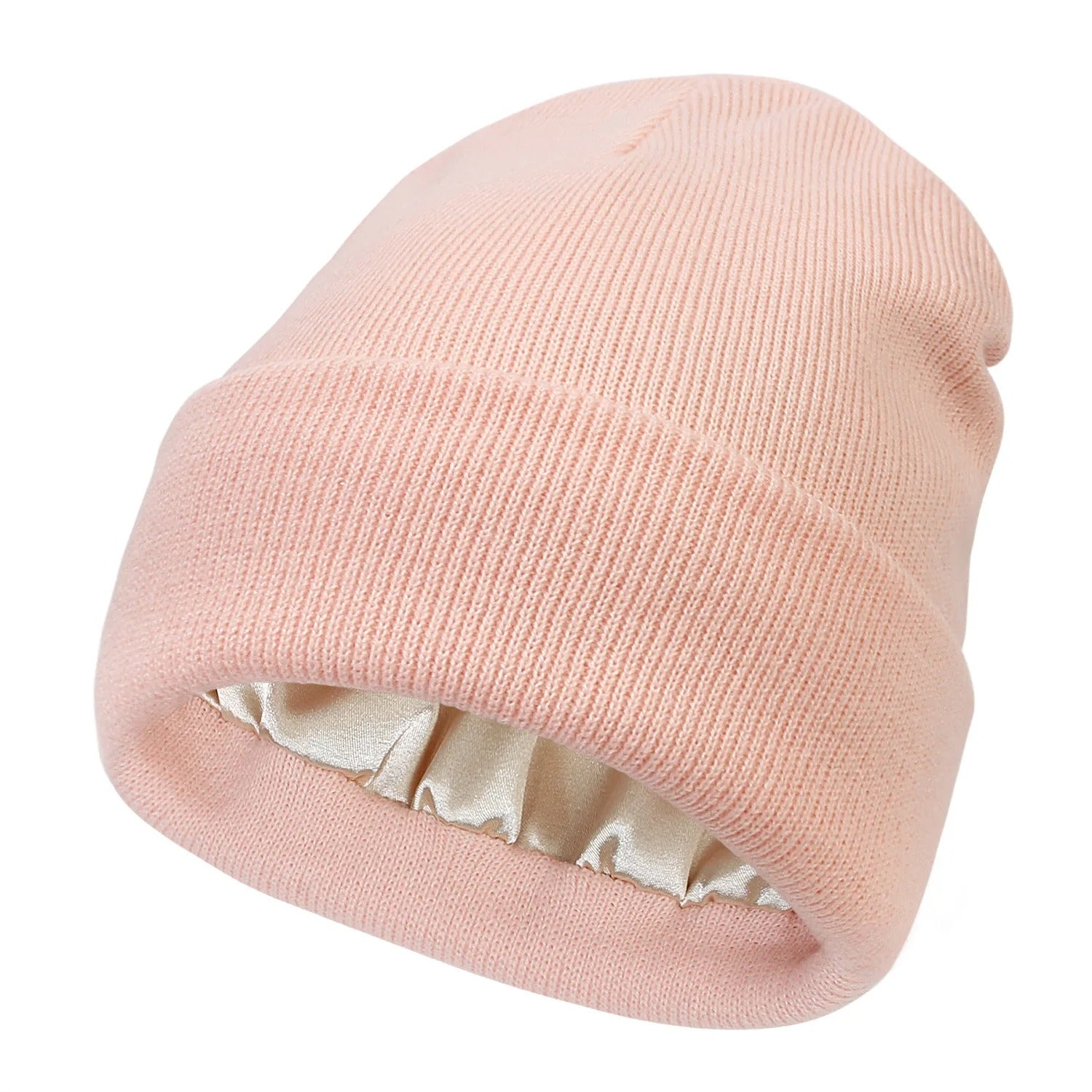 Silk Satin Lined Winter Beanie Warm Chunky Satin Head Cap