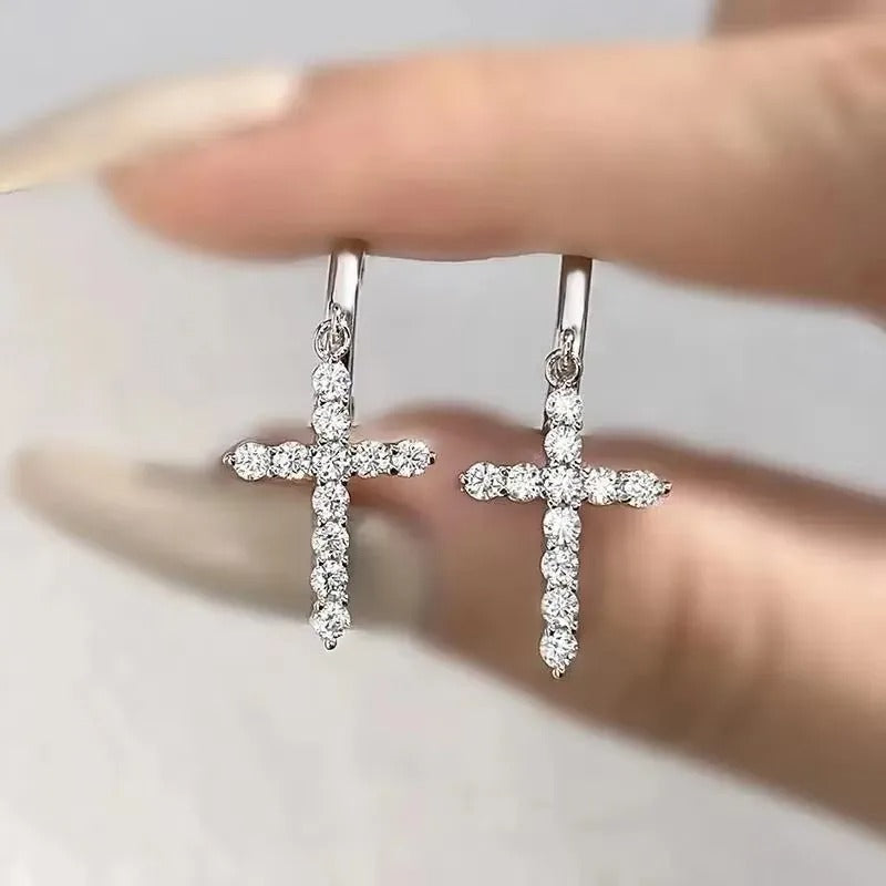 Cross Drop Earrings – Sparkling Cubic Zirconia Trendy Design