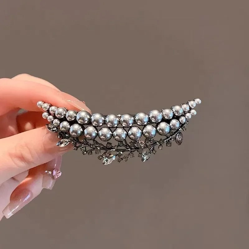 French Pearl Crystal Hair Clip – Chic Half-Tied Style & Alloy Design