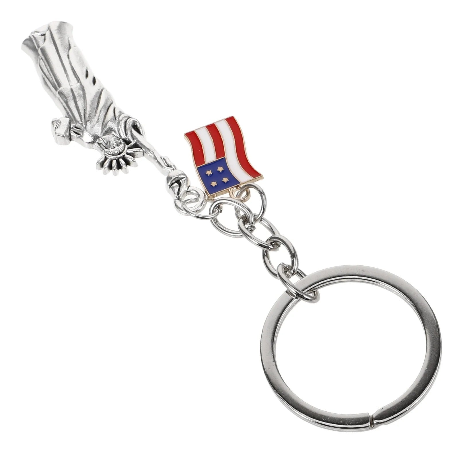 USA Flag Keychain – Patriotic Bag Charm Metal Alloy Pendant