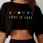 Pride Crop Top – Effortless Comfort with Colorful Heart Print