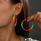Colorful Hoop Earrings – Statement Style with Woven Rope Design