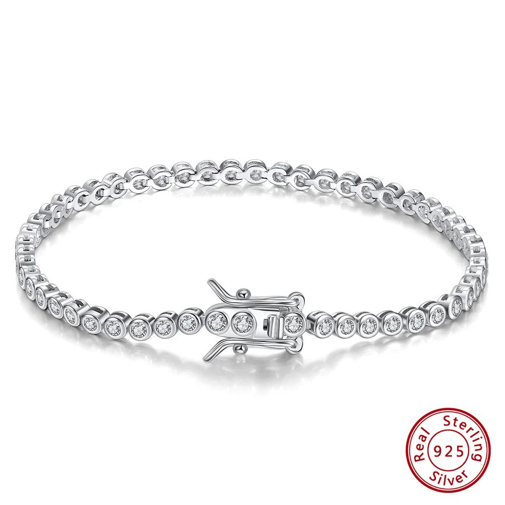 925 Silver Tennis Bracelet CZ 1.5-3mm Women’s Luxury