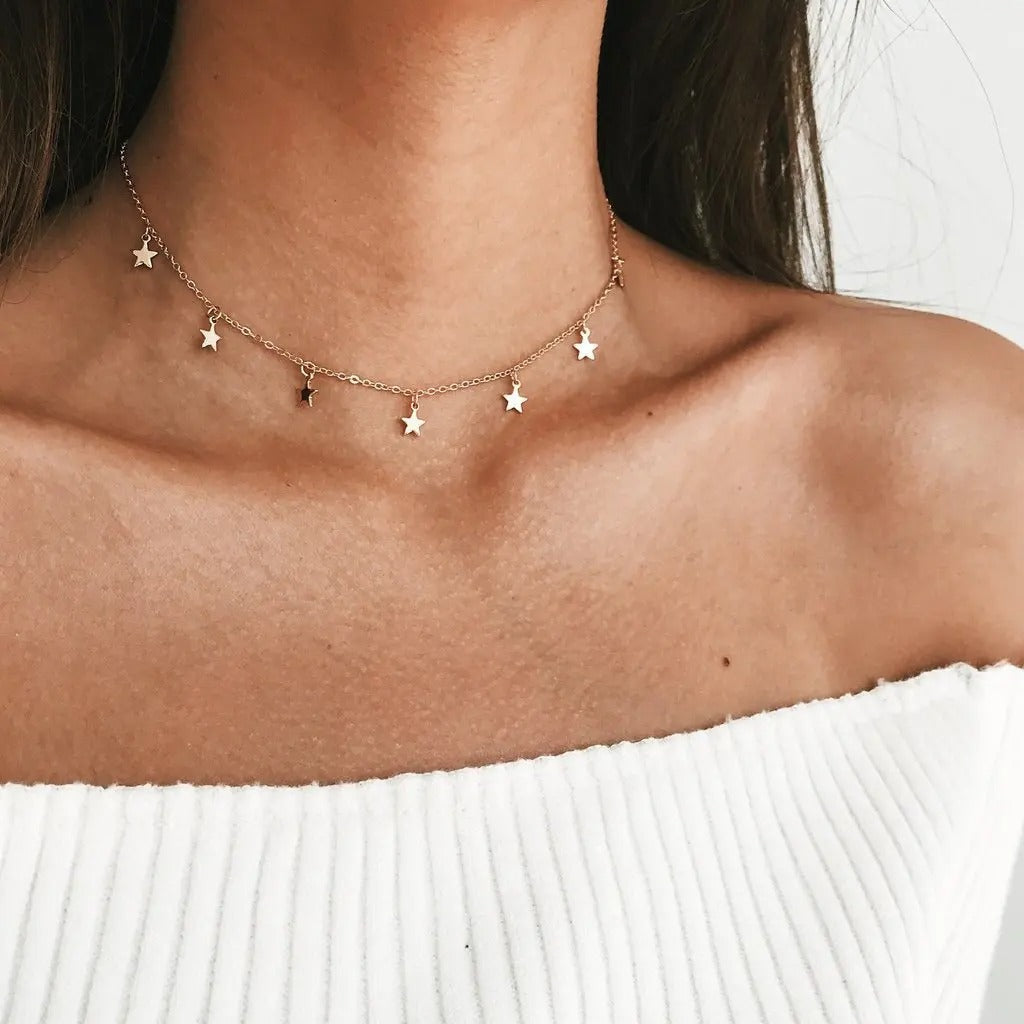 Star Tassel Choker Necklace – Boho Style with Vintage Pendant