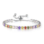 Adjustable Birthstone Tennis Bracelet – Colorful Crystal Bangle