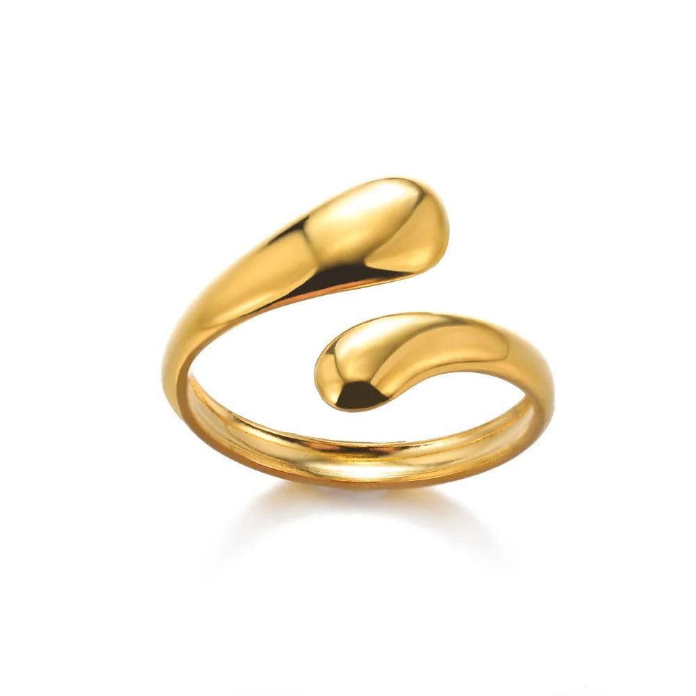 Gold Geometric Open Ring – Chic Adjustable 316L Stainless Steel