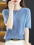 Korean Knit Pullover – Lightweight Comfort & Short Sleeve Casual Top