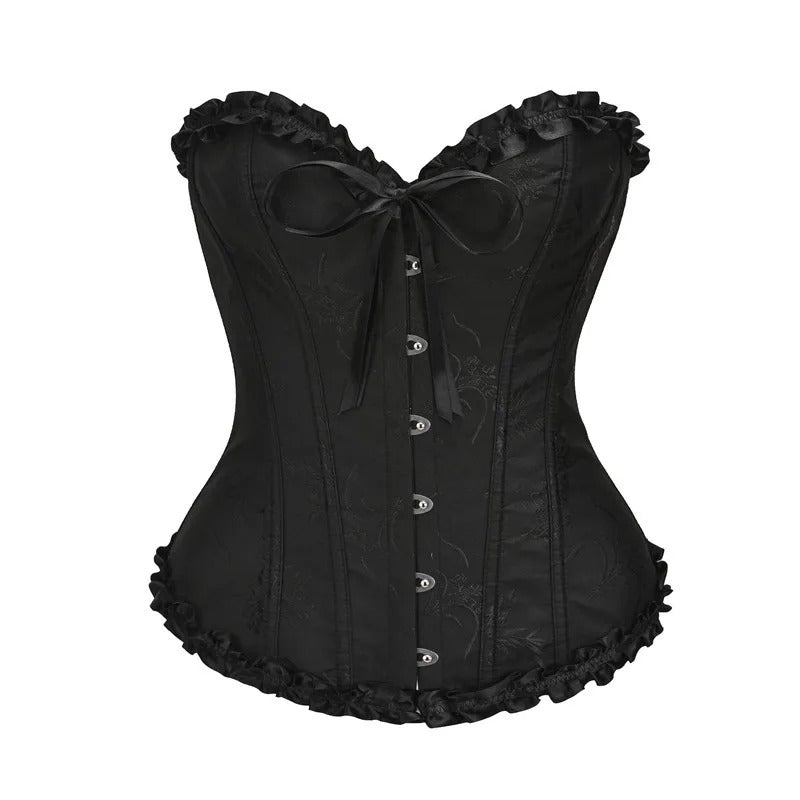 Jacquard Corset Top – Elegant Structure with Boned Bustier Design
