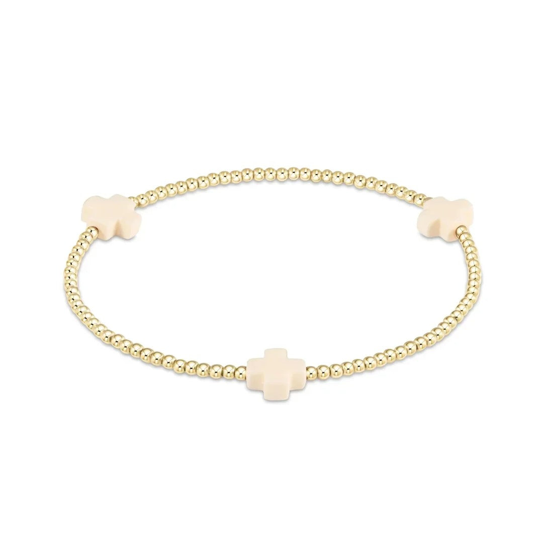 Patriotic Cross Bracelet – Independence Day Style with Gold Beads