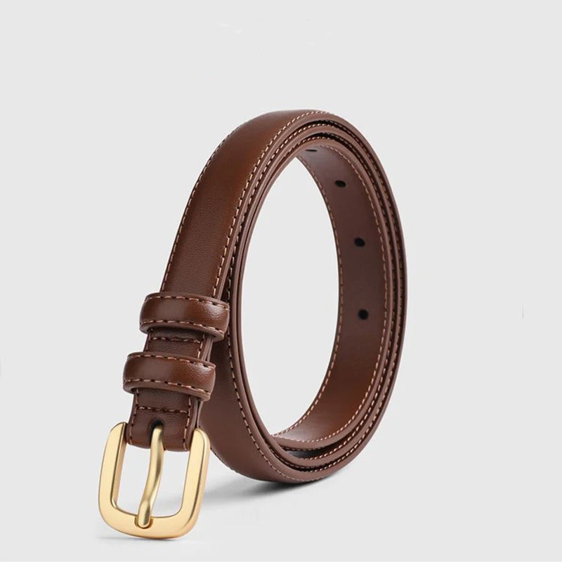 Classic Black Leather Belt – Timeless Needle Buckle