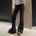 Y2K Slim Flare Pants – Casual Low-Waist Polyester Bootcut