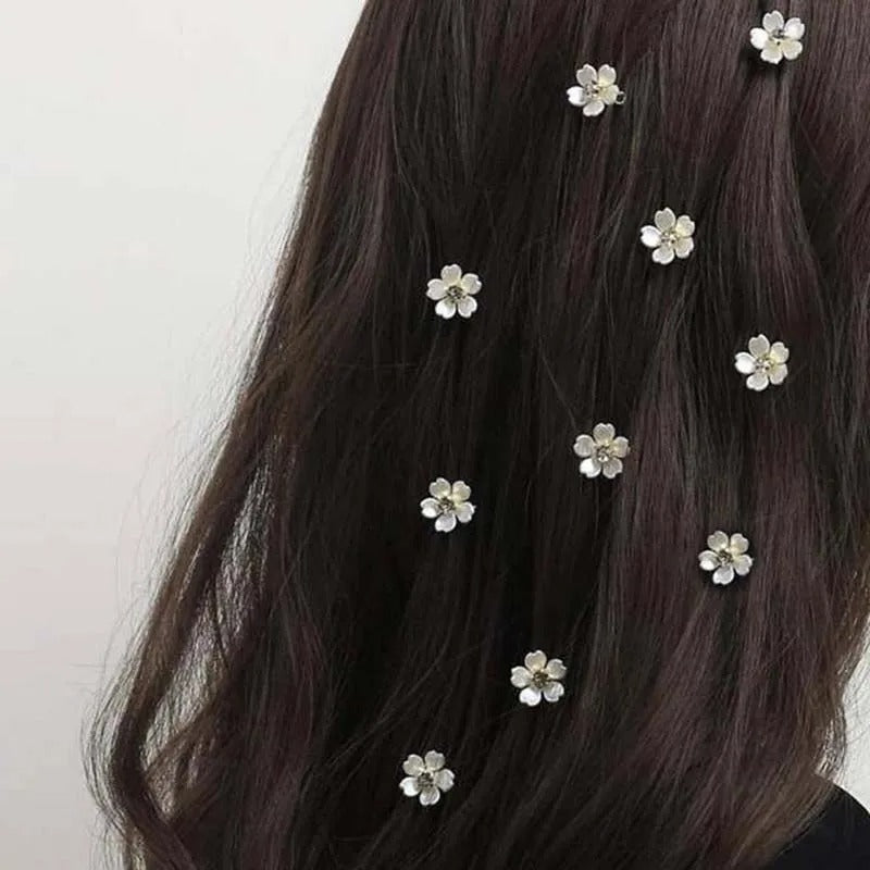 Flower Hair Rings – Elegant Braided Style with Rhinestone Accents