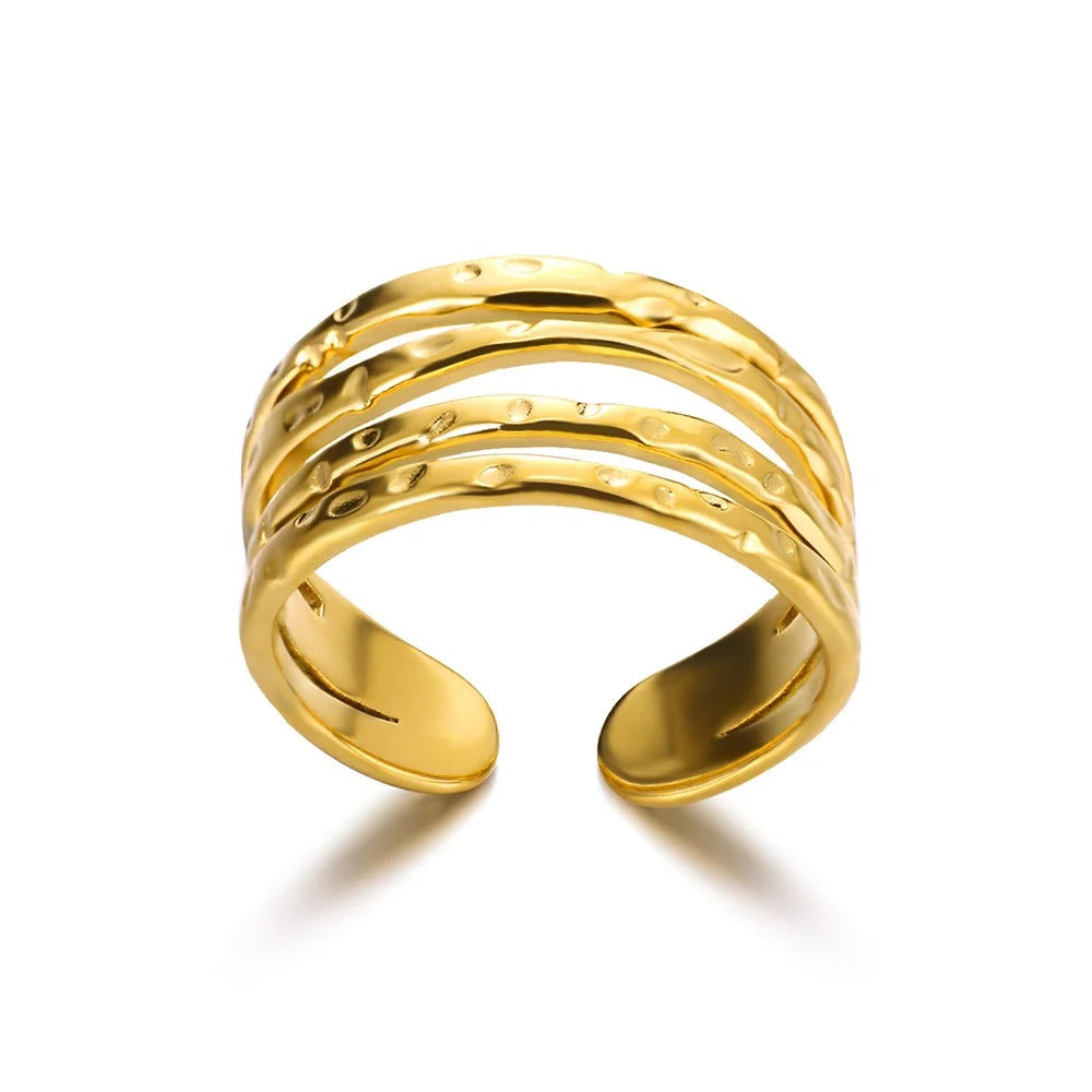 Gold Geometric Open Ring – Chic Adjustable 316L Stainless Steel