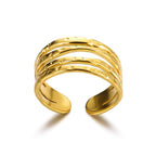 Gold Geometric Open Ring – Chic Adjustable 316L Stainless Steel