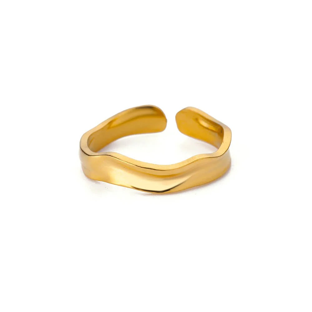 Gold Geometric Open Ring – Chic Adjustable 316L Stainless Steel