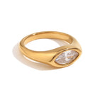 Marquise Zircon Signet Ring – 18K Gold Plated Stainless Steel