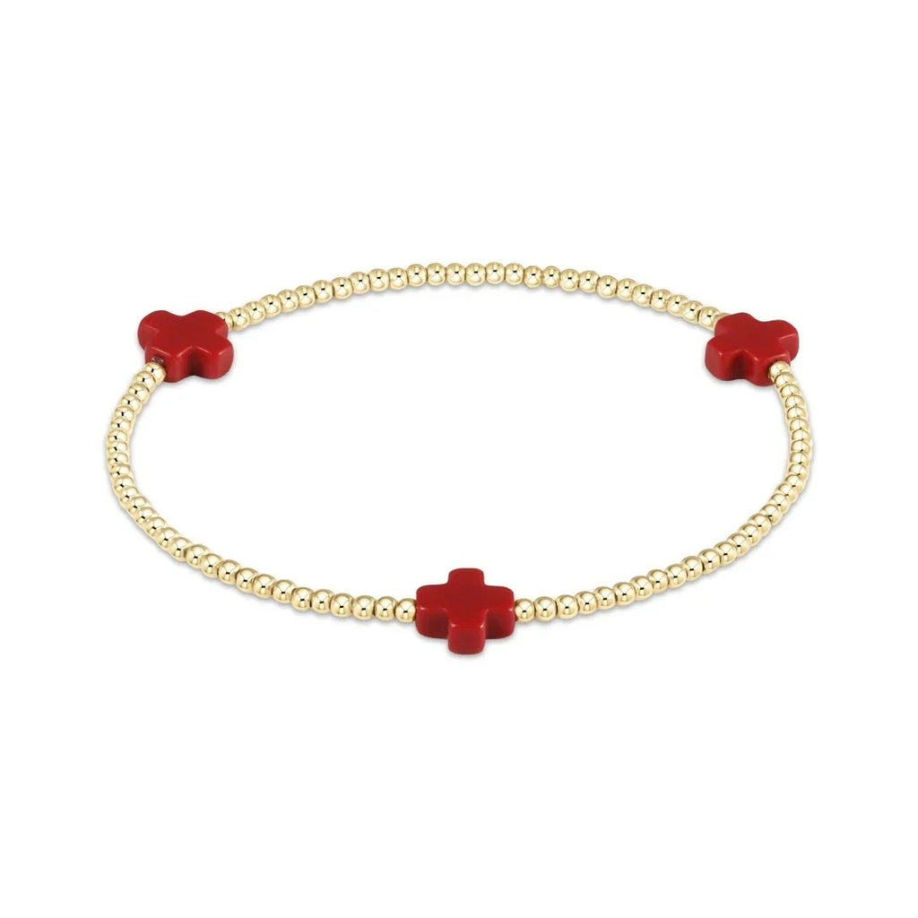 Patriotic Cross Bracelet – Independence Day Style with Gold Beads
