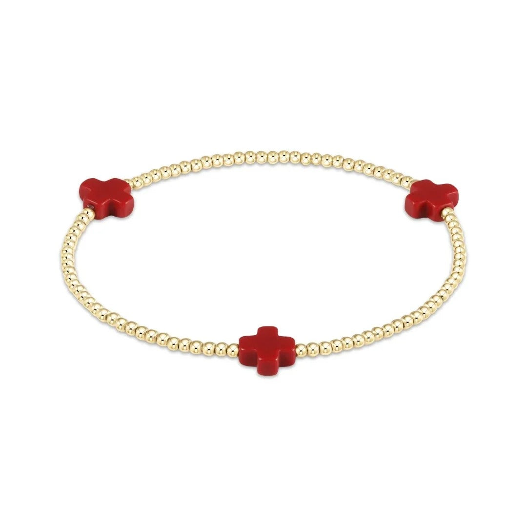 Patriotic Cross Bracelet – Independence Day Style with Gold Beads