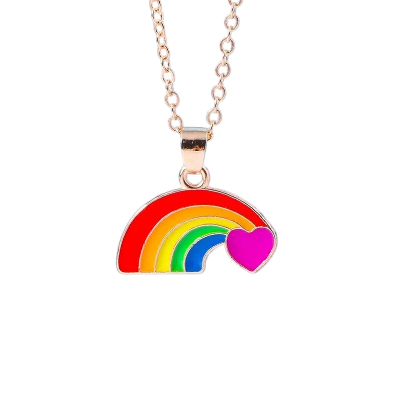 Rainbow Heart Necklace – Everyday Charm with Enamel Pendant