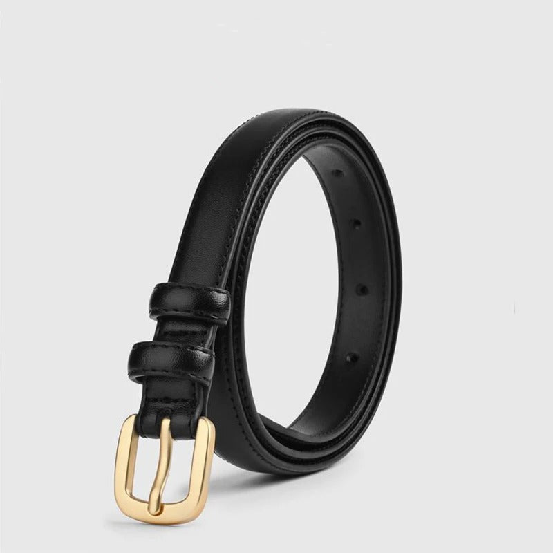 Classic Black Leather Belt – Timeless Needle Buckle