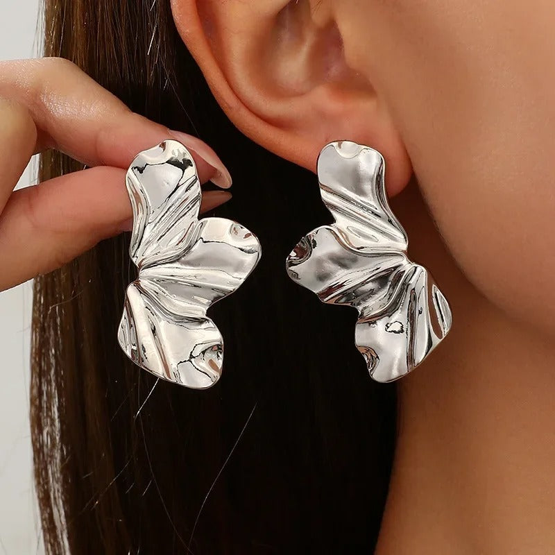 Flower Dangle Earrings – Vintage Double-Layer Stainless Steel
