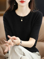 Korean Knit Pullover – Lightweight Comfort & Short Sleeve Casual Top