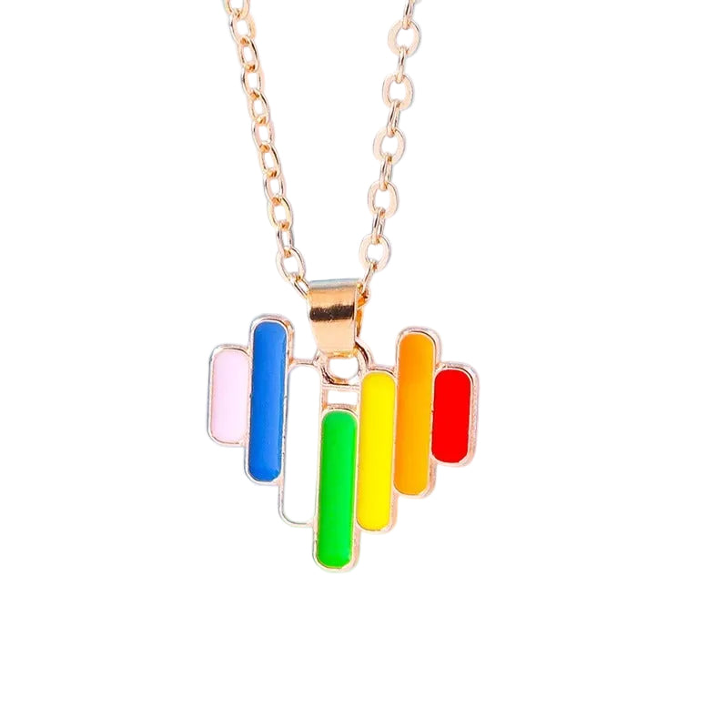 Rainbow Heart Necklace – Everyday Charm with Enamel Pendant