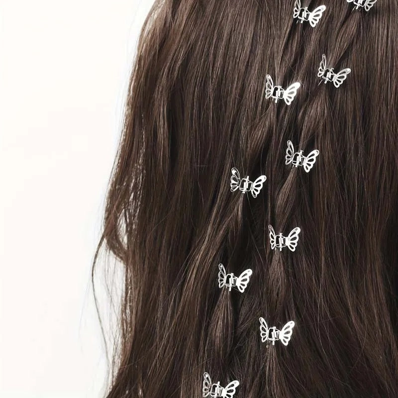 Flower Hair Rings – Elegant Braided Style with Rhinestone Accents