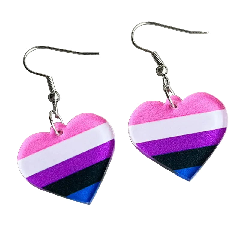 Rainbow Heart Earrings – Playful Style with Acrylic Design