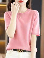 Korean Knit Pullover – Lightweight Comfort & Short Sleeve Casual Top