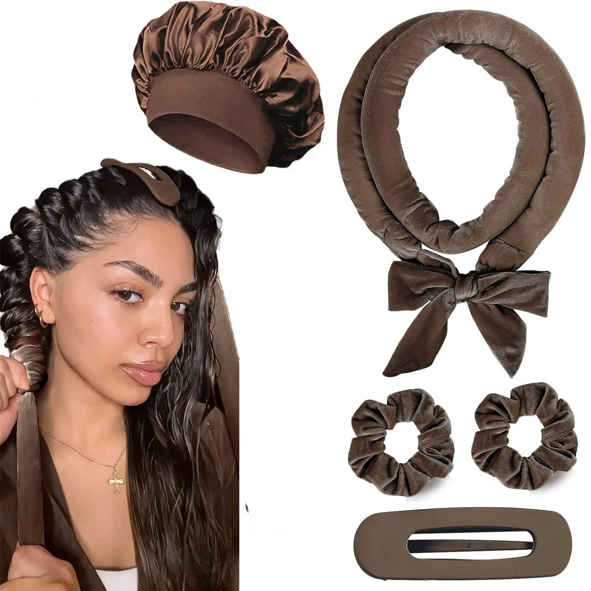 Heatless Curling Headband – Soft Satin Overnight Hair Curler