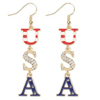 American Flag Dangle Earrings for Festive Style in Lightweight Alloy